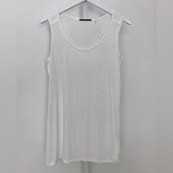 ELIE TAHARI WHITE CRYSTAL EMBELLISHED  MODAL TANK TOP SIZE XS NWOTS! - Picture 2 of 15